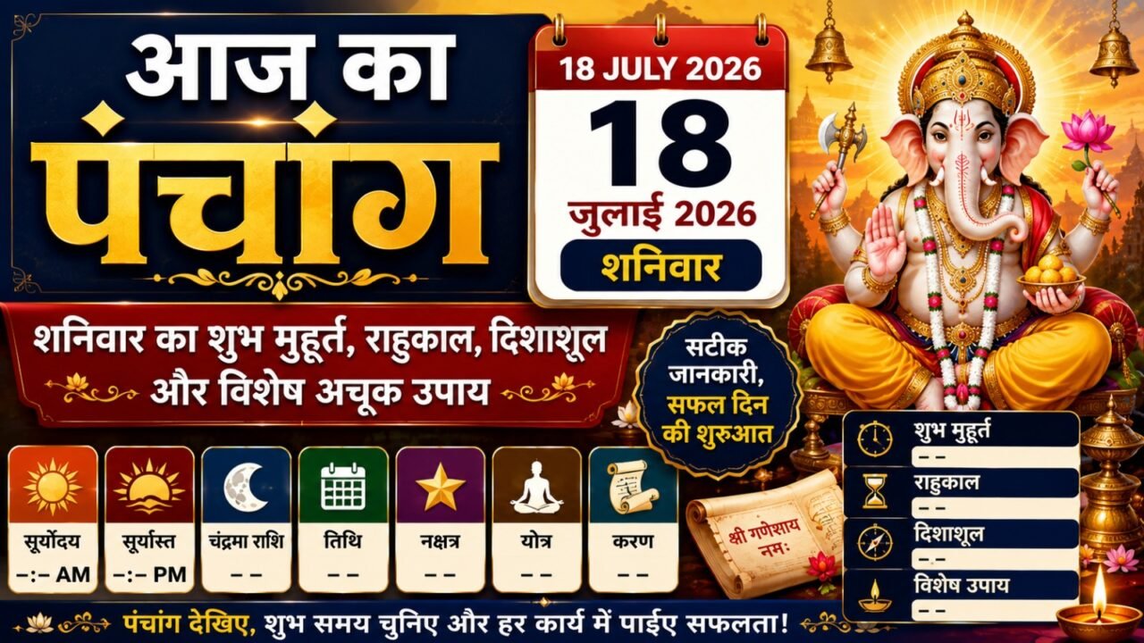 Aaj Ka Panchang 18 July 2026: शनिवार का शुभ मुहूर्त, राहुकाल, दिशाशूल और विशेष अचूक उपाय | Today Panchang in Hindi
