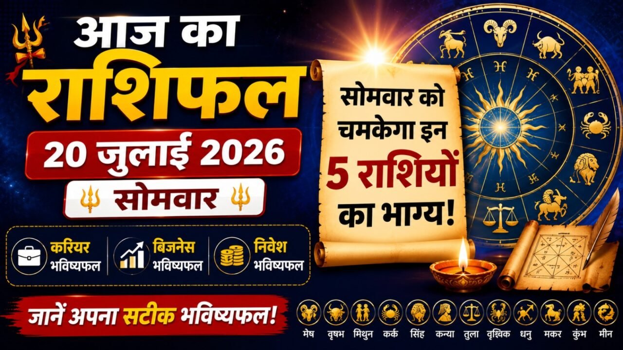 Aaj Ka Rashifal 20 July 2026: सोमवार को चमकेगा इन 5 राशियों का भाग्य, जानें अपना सटीक करियर, बिजनेस और निवेश भविष्यफल!