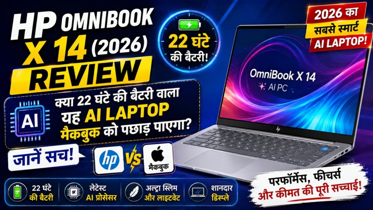 HP OmniBook X 14 (2026) Review: क्या 22 घंटे की बैटरी वाला यह AI Laptop मैकबुक को पछाड़ पाएगा? जानें सच!