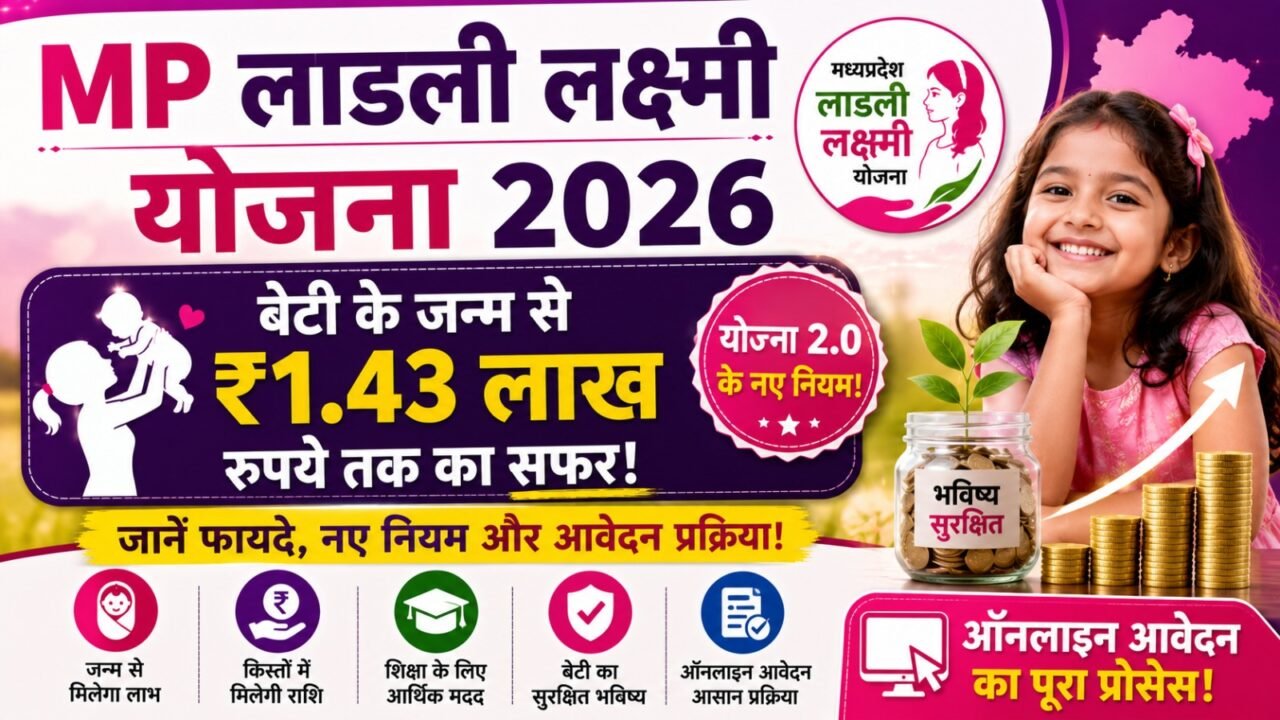 MP Ladli Laxmi Yojana 2026: बेटी के जन्म से 1.43 लाख रुपये तक का सफर! जानें 2.0 के नए नियम और ऑनलाइन आवेदन (Complete Guide)