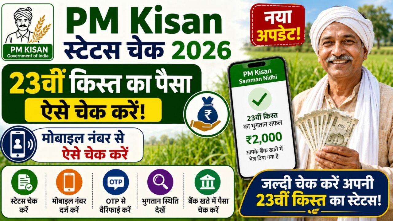 PM Kisan Status Check 2026 Online: 23वीं किस्त का पैसा मोबाइल नंबर से ऐसे चेक करें (New Update!)