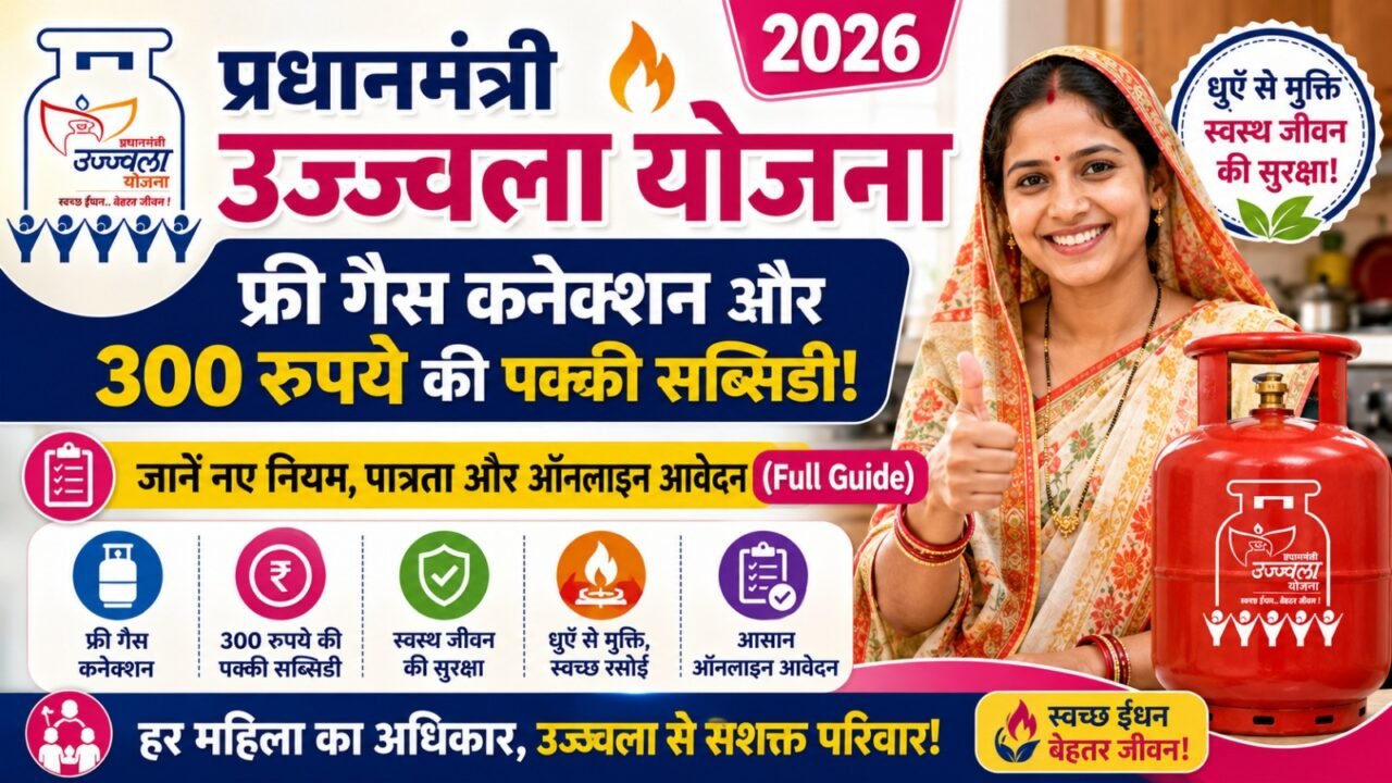PM Ujjwala Yojana 2026: फ्री गैस कनेक्शन और 300 रुपये की पक्की सब्सिडी! जानें नए नियम, पात्रता और ऑनलाइन आवेदन (Full Guide)