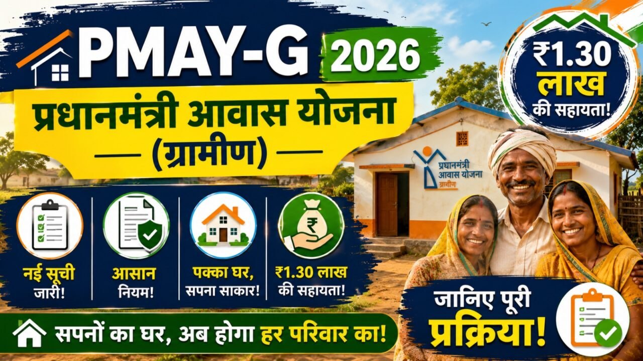 PMAY-G 2026: प्रधानमंत्री आवास योजना (ग्रामीण) की नई लिस्ट, नियम और ₹1.30 लाख की सहायता! जानिए पूरी प्रक्रिया