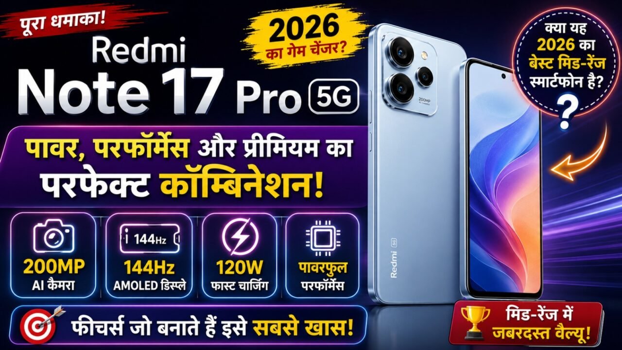 Redmi Note 17 Pro 5G: 200MP कैमरा, 144Hz AMOLED और 120W चार्जिंग! क्या यह 2026 का बेस्ट मिड-रेंज स्मार्टफोन है?