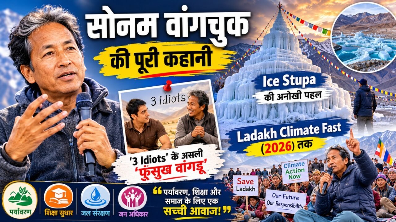 Sonam Wangchuk: '3 Idiots' के असली 'फुंसुख वांगडू' की पूरी कहानी | Ice Stupa से लेकर Ladakh Climate Fast (2026) तक