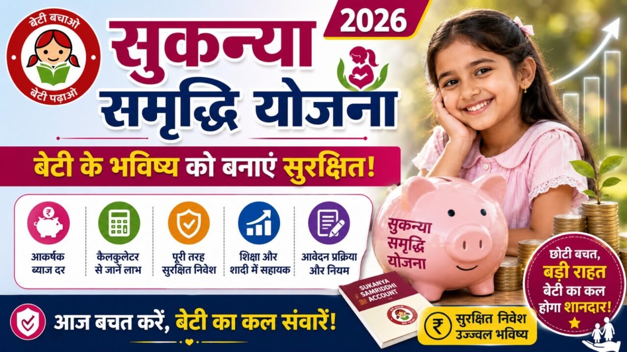 Sukanya Samriddhi Yojana 2026: बेटी के भविष्य को बनाएं सुरक्षित! ब्याज दर, कैलकुलेटर और पूरी जानकारी (Complete Guide)