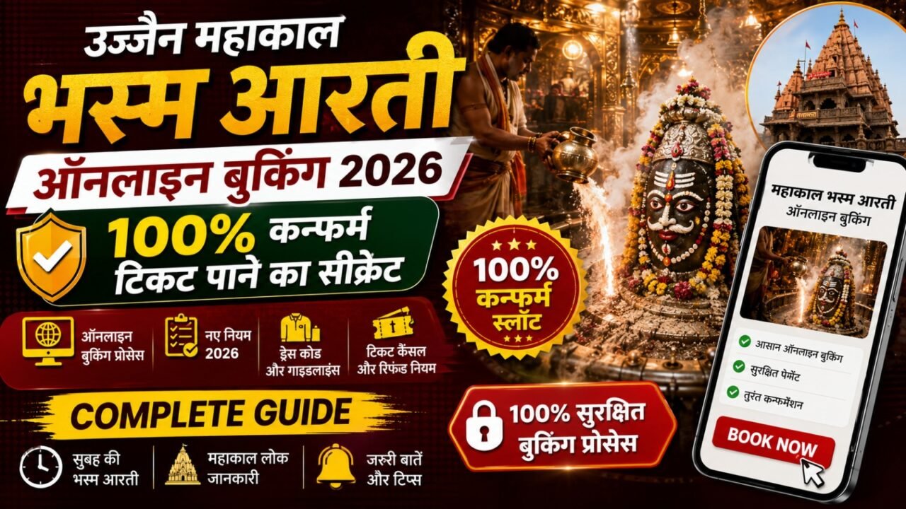 Ujjain Mahakal Bhasma Aarti Online Booking 2026: 100% कन्फर्म टिकट पाने का सीक्रेट, नए नियम और ड्रेस कोड (Complete Guide)