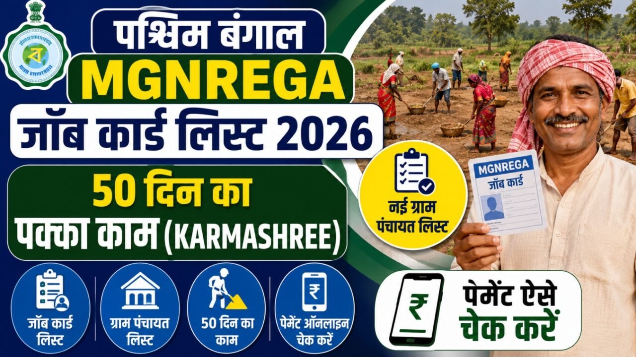 West Bengal MGNREGA Job Card List 2026: 50 दिन का पक्का काम (Karmashree), नई ग्राम पंचायत लिस्ट और पेमेंट ऐसे चेक करें