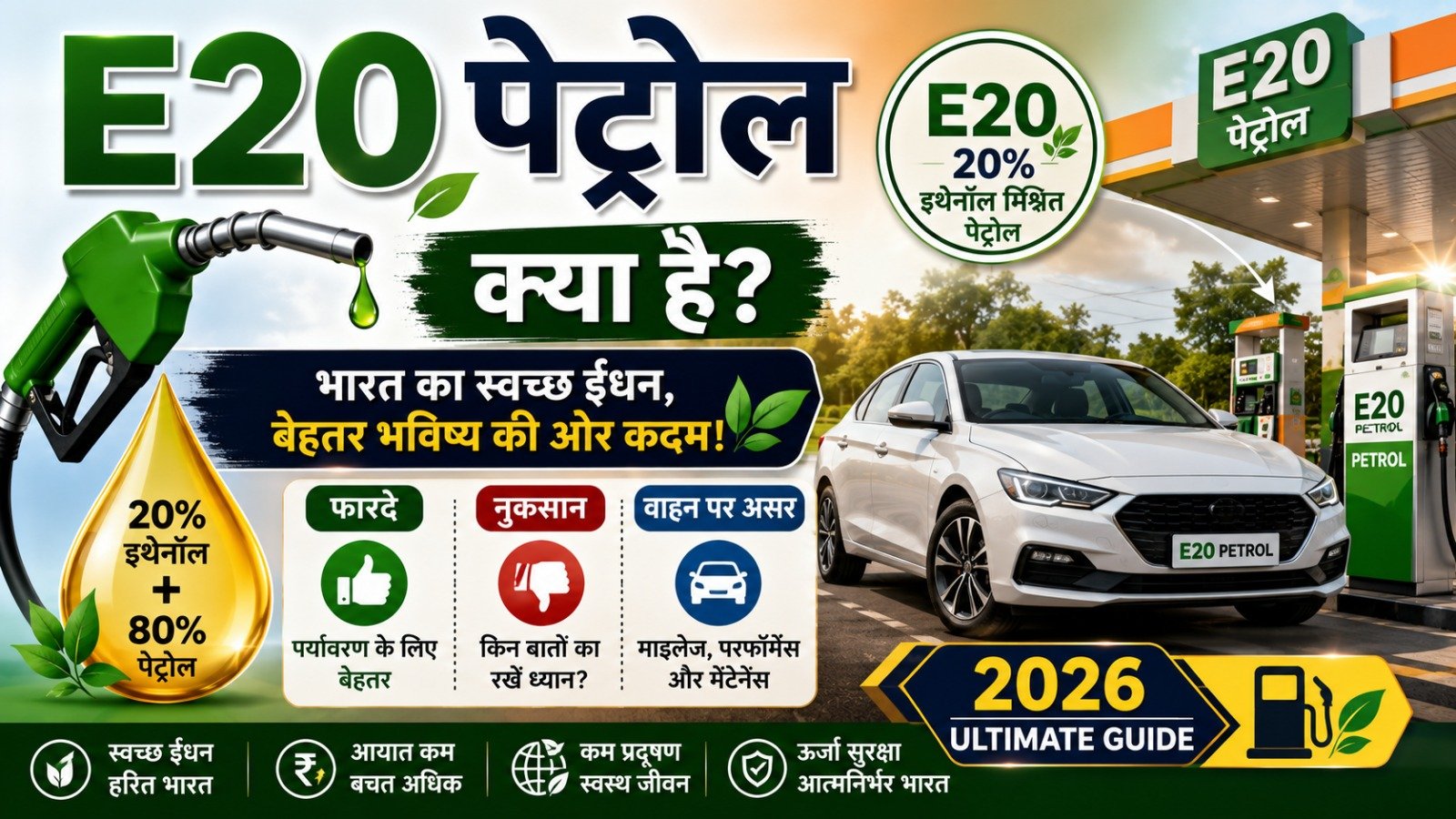 E20 Petrol Benefits and Side Effects: क्या आपकी गाड़ी के लिए सुरक्षित है E20 ईंधन? जानिए सबकुछ (2026 Reality Check)