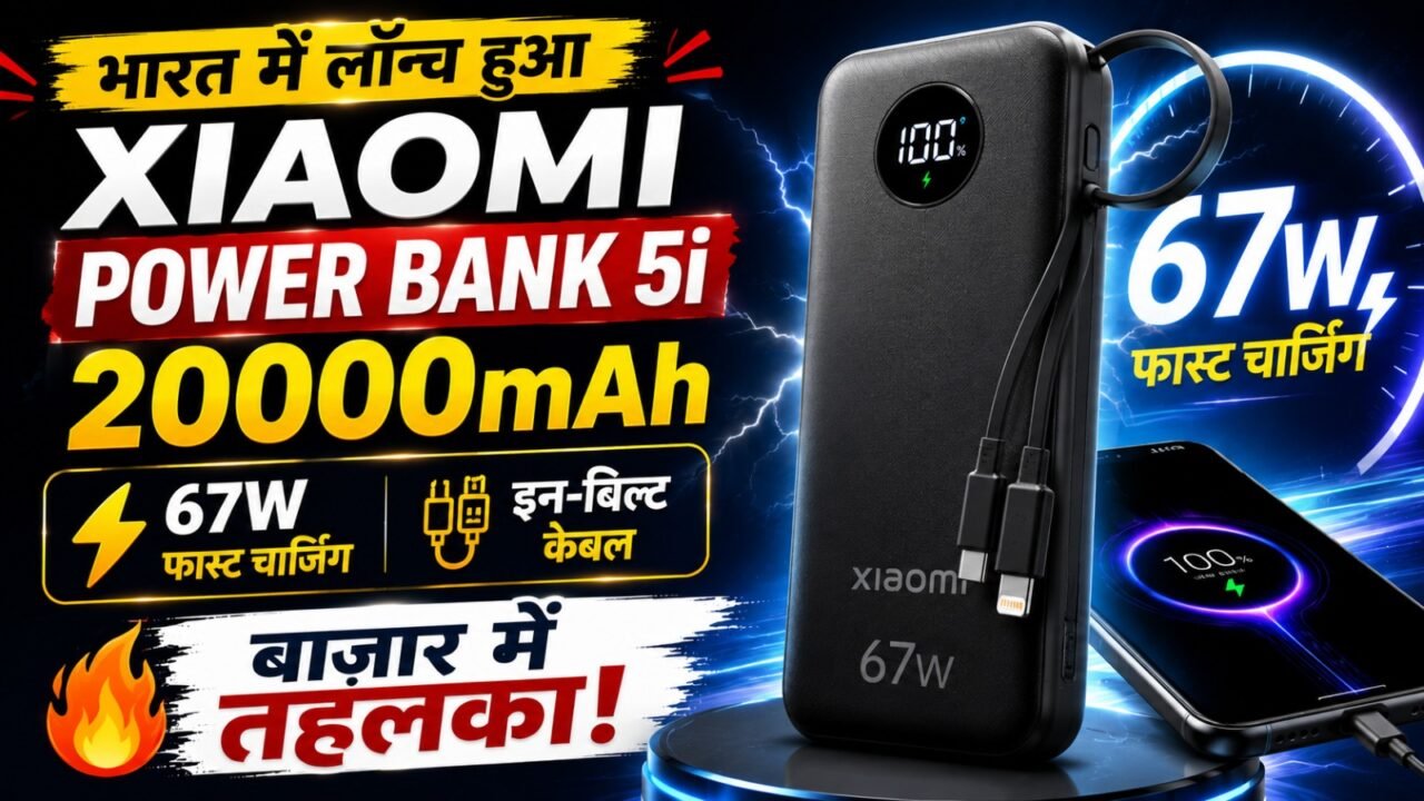Xiaomi Power Bank 5i 20000mAh Launch in India: 67W फास्ट चार्जिंग और इन-बिल्ट केबल के साथ बाज़ार में तहलका!